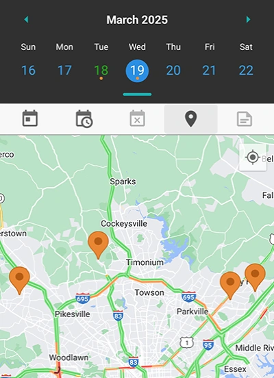 View Job Scheduled Job Locations By Date
